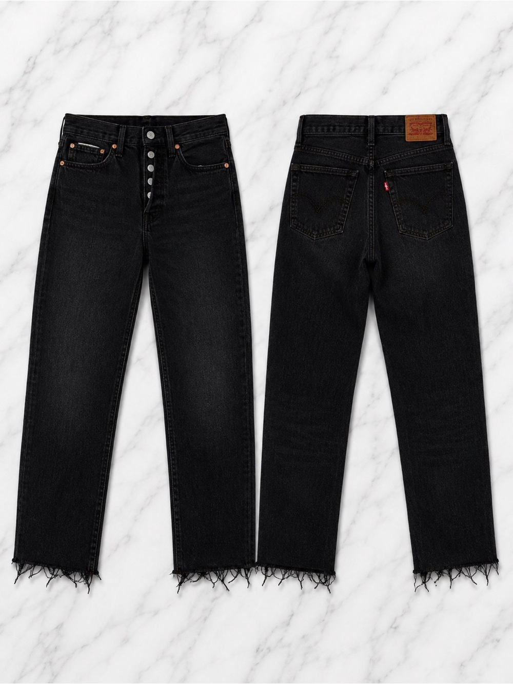 Levi Wedgie straight  High-Rise Jeans with Raw Hem